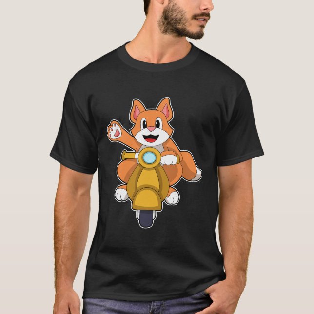 Cat as Biker with Scooter.PNG T-Shirt (Front)