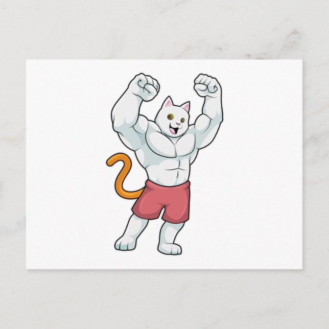 Cat as Bodybuilder with big Muscles Postcard (Front)