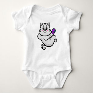 Cat as Bodybuilder with Dumbbell Baby Bodysuit