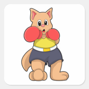 Cat as Boxer at Boxing Square Sticker