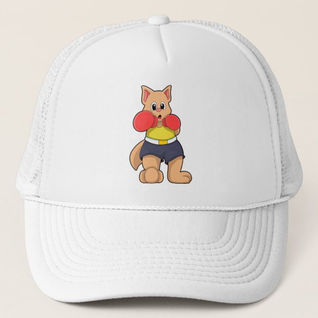 Cat as Boxer at Boxing Trucker Hat (Front)