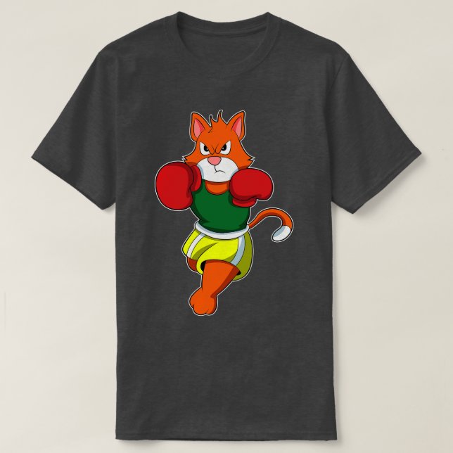 Cat as Boxer with Boxing gloves T-Shirt (Design Front)