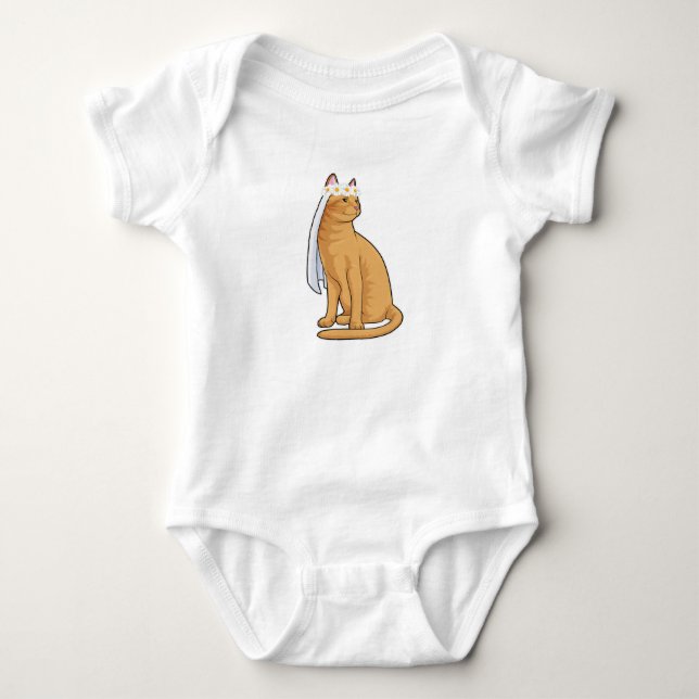 Cat as Bride with Veil Baby Bodysuit (Front)