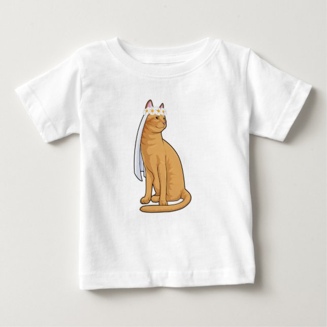 Cat as Bride with Veil Baby T-Shirt (Front)