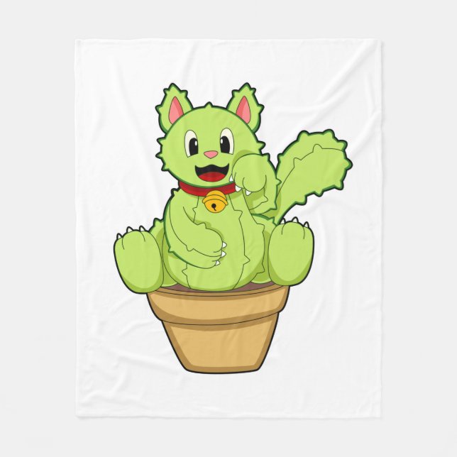 Cat as Cactus Fleece Blanket (Front)