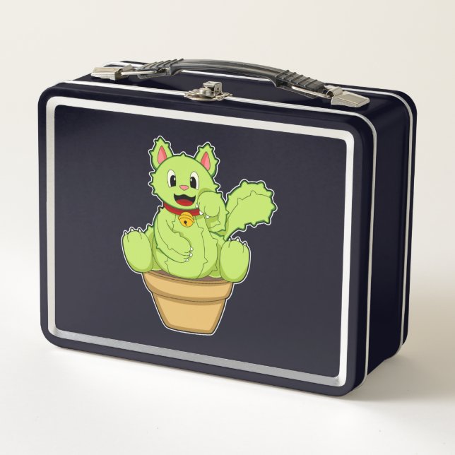 Cat as Cactus Metal Lunch Box (Front)
