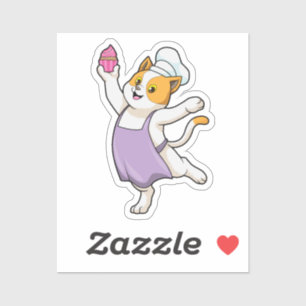Cat as Cook with Cooking apron & Muffin