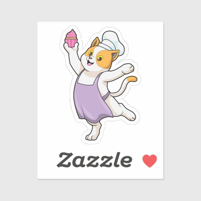 Cat as Cook with Cooking apron & Muffin (Sheet)