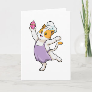 Cat as Cook with Cooking apron & Muffin Card