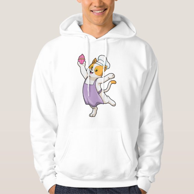 Cat as Cook with Cooking apron & Muffin Hoodie (Front)