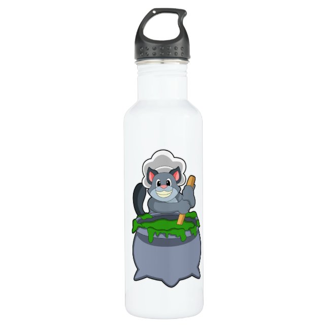 Cat as Cook with Magic potion 710 Ml Water Bottle (Front)