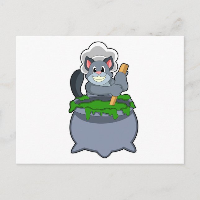 Cat as Cook with Magic potion Postcard (Front)