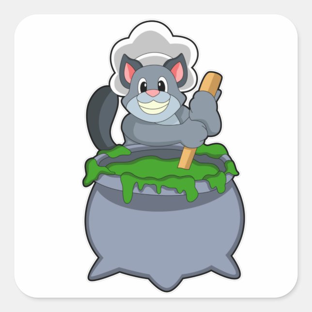 Cat as Cook with Magic potion Square Sticker (Front)