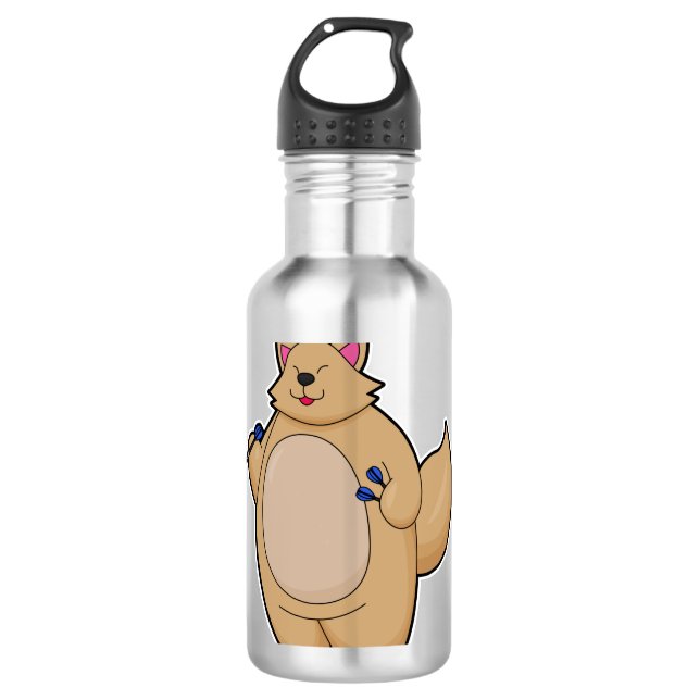 Cat as Dart player with Darts 710 Ml Water Bottle (Front)