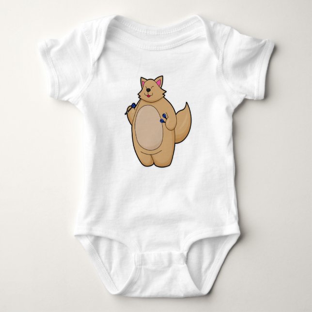 Cat as Dart player with Darts Baby Bodysuit (Front)
