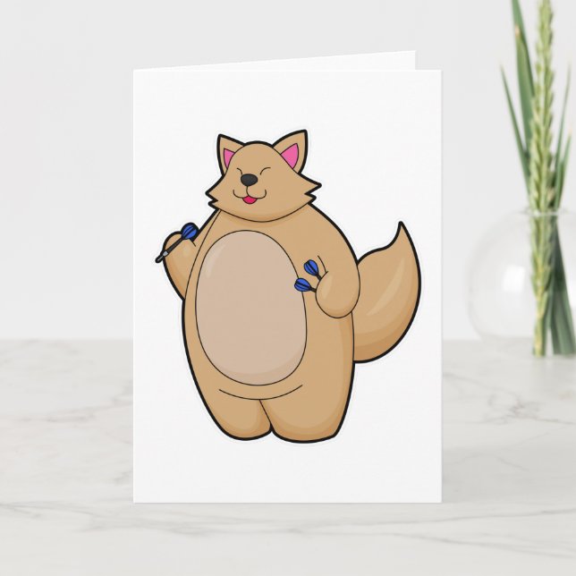 Cat as Dart player with Darts Card (Front)