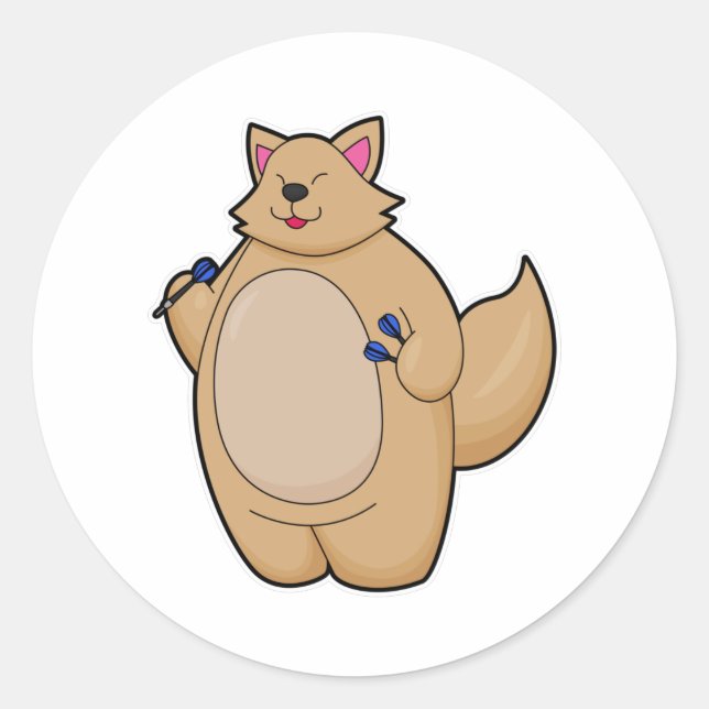 Cat as Dart player with Darts Classic Round Sticker (Front)