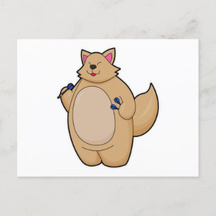 Cat as Dart player with Darts Postcard