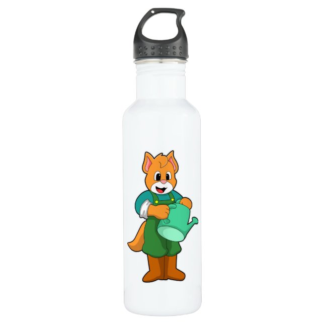 Cat as Farmer with Watering can 710 Ml Water Bottle (Front)