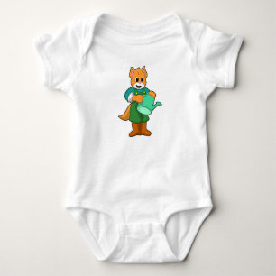 Cat as Farmer with Watering can Baby Bodysuit