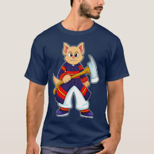 Cat as Firefighter at Fire department with Axe T-Shirt