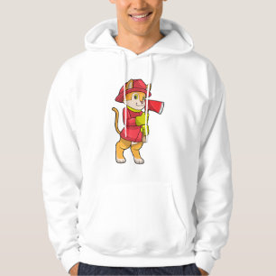 Cat as Firefighter with Axe Hoodie