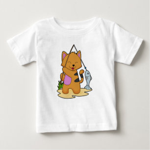 Cat as Fisher with Fishing rod & Fish Baby T-Shirt