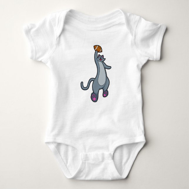 Cat as Football player with Football Baby Bodysuit (Front)