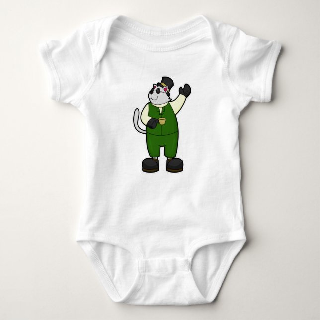 Cat as Groom with Coffee & Hat Baby Bodysuit (Front)
