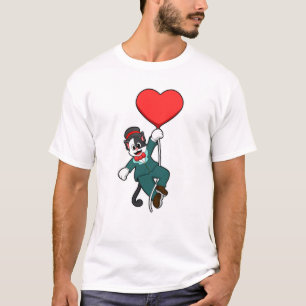 Cat as Groom with Heart Balloon T-Shirt