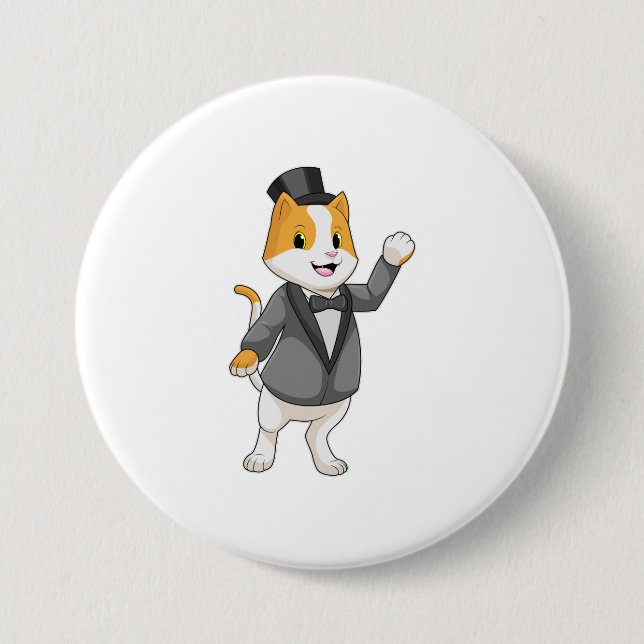 Cat as Groom with Ribbon 7.5 Cm Round Badge (Front)