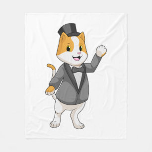 Cat as Groom with Ribbon Fleece Blanket