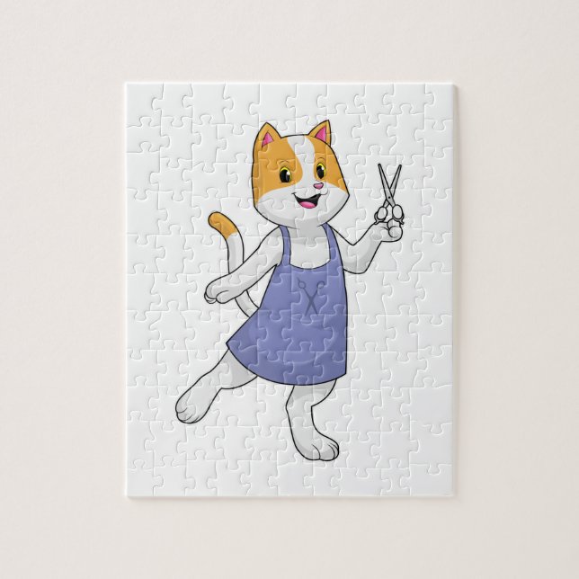Cat as Hair stylist with Scissors Jigsaw Puzzle (Vertical)