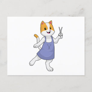 Cat as Hair stylist with Scissors Postcard