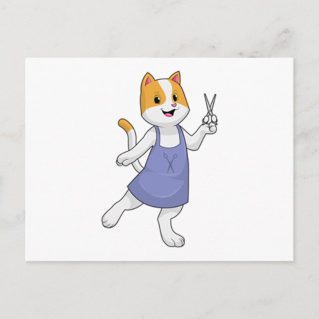 Cat as Hair stylist with Scissors Postcard (Front)