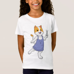 Cat as Hair stylist with Scissors T-Shirt