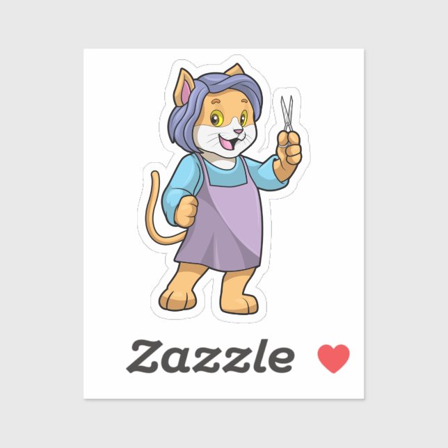 Cat as Hairdresser with Scissors (Sheet)