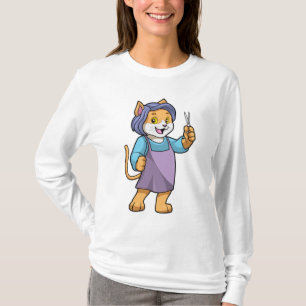 Cat as Hairdresser with Scissors T-Shirt