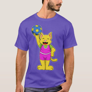 Cat as Handball player with Handball T-Shirt