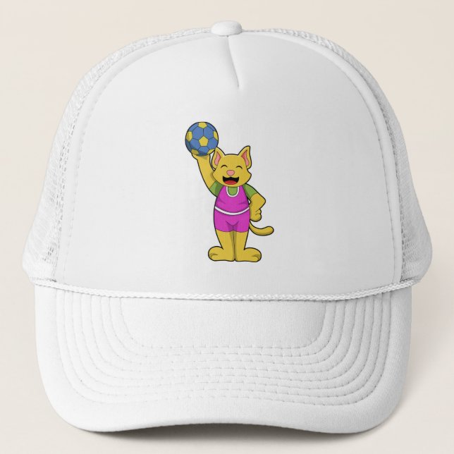 Cat as Handball player with Handball Trucker Hat (Front)