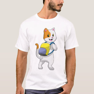 Cat as Hiker with Backpack T-Shirt