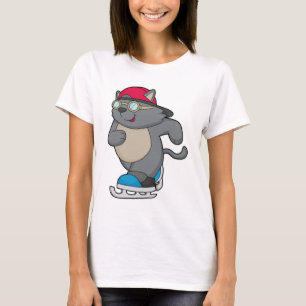 Cat as Ice Skater with Ice skates T-Shirt