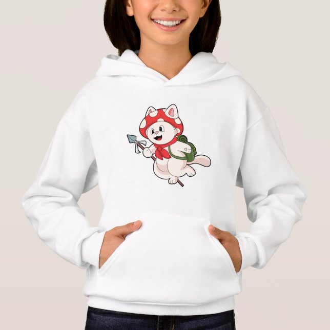 Cat as Mushroom picker with Mushroom (Front)
