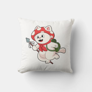 Cat as Mushroom picker with Mushroom Cushion