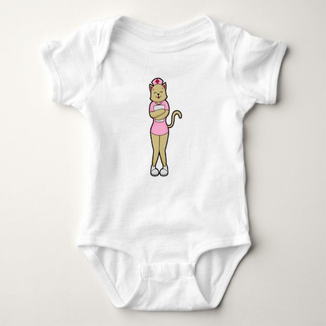 Cat as Nurse with Medical List Baby Bodysuit (Front)