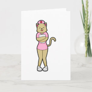Cat as Nurse with Medical List Card