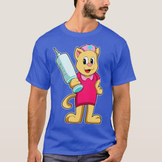 Cat as Nurse with Syringe T-Shirt