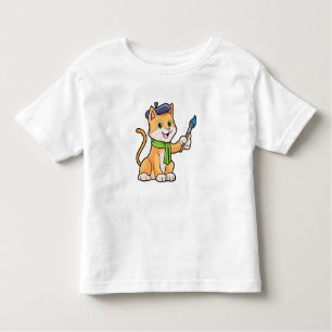 Cat as Painter with Brush & Scarf Toddler T-Shirt