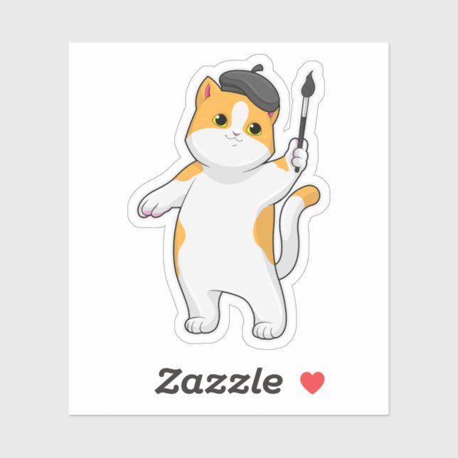 Cat as Painter with Paint brush (Sheet)