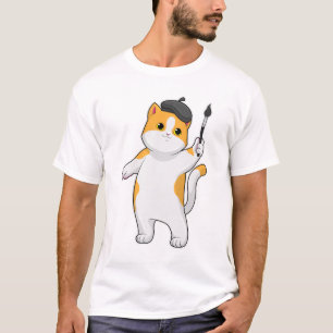 Cat as Painter with Paint brush T-Shirt